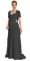 CLEARANCE - Juliet 1044 Spaghetti Strap Chiffon Formal Dress Multi Ruffle Hem (Size 3XL)
