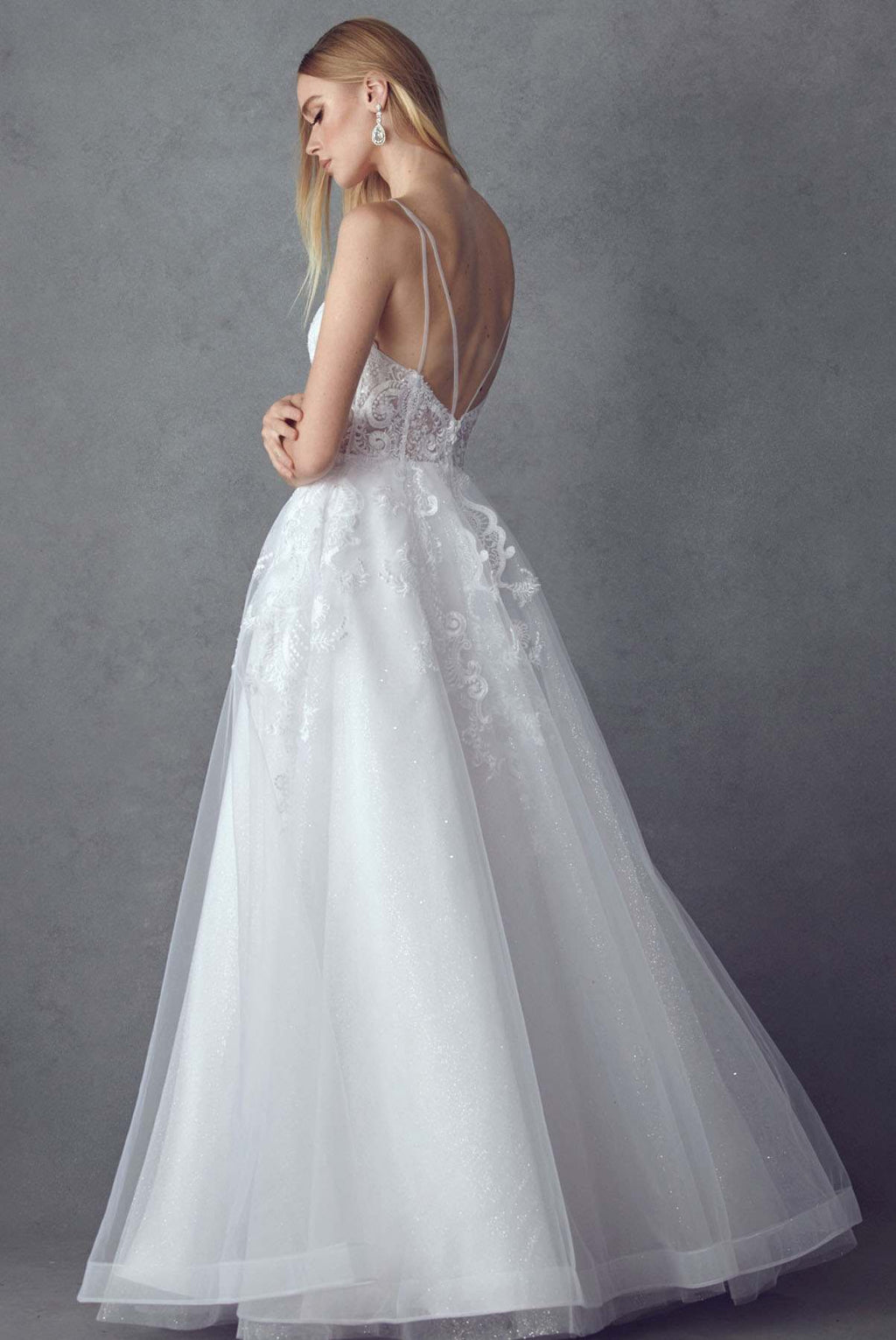 Juliet JT2482SW Floor Length A-Line Lace/Tulle Wedding Ball Gown