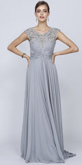 Juliet 585 A-Line Gown Cap Sleeve Empire Waist Full Length