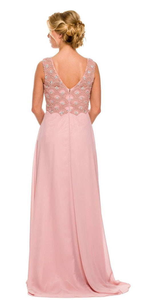 CLEARANCE - Juliet 590 Floor Length Chiffon Formal Gown Cap Sleeve (Size 2XL)