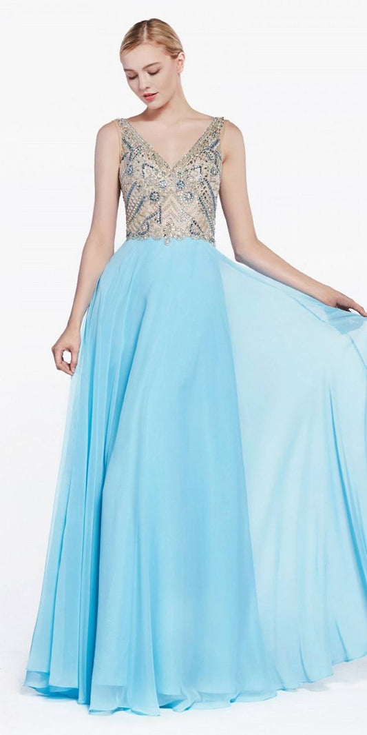 Cinderella Divine 71190 Long Dress Beaded Top Open Back