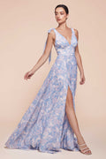 Ladivine 7442 Dress Tie Strap A-Line Floral Printed Skirt