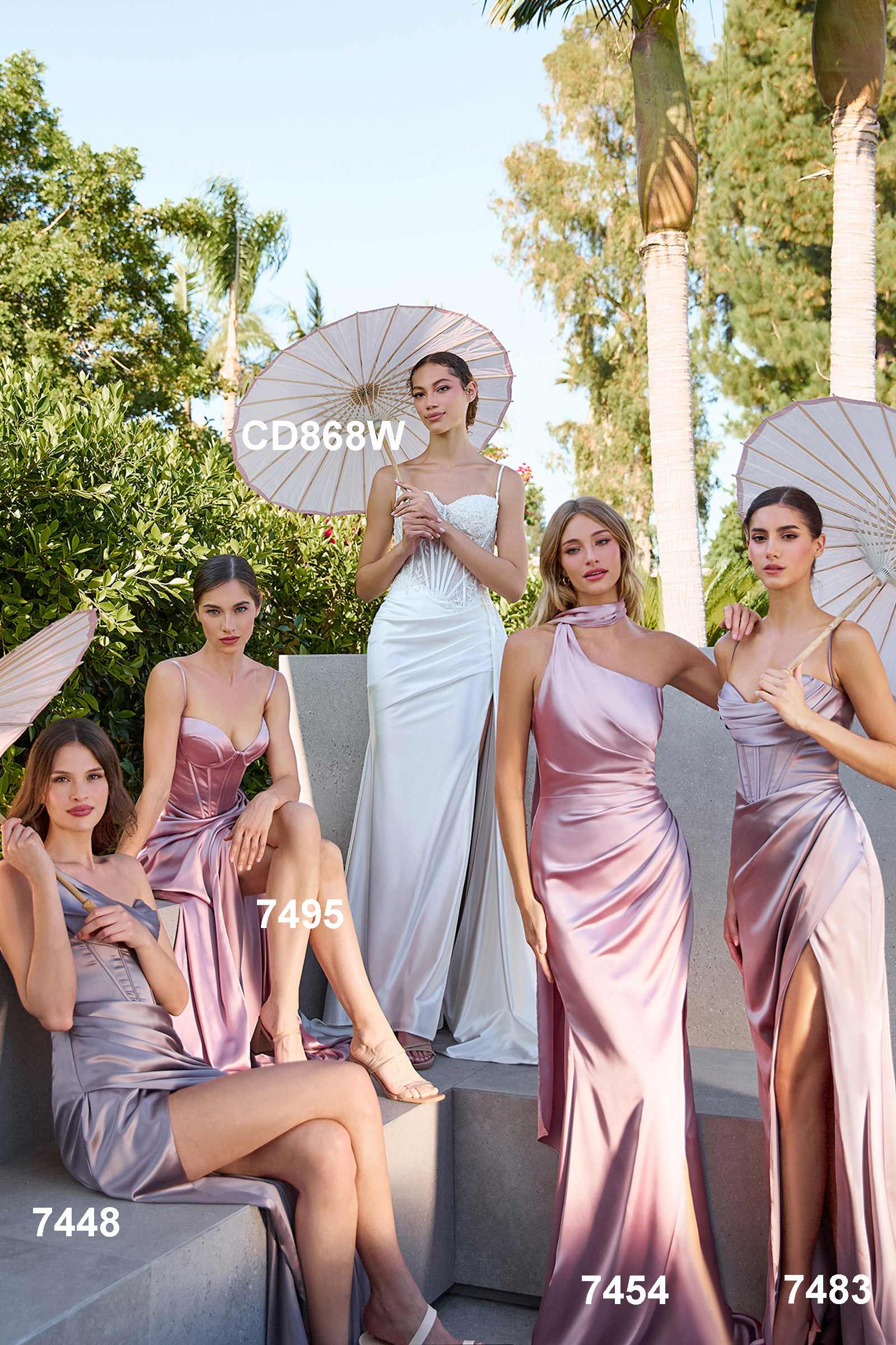 Ladivine 7448 Dress Long One Shoulder Satin Corset Gown