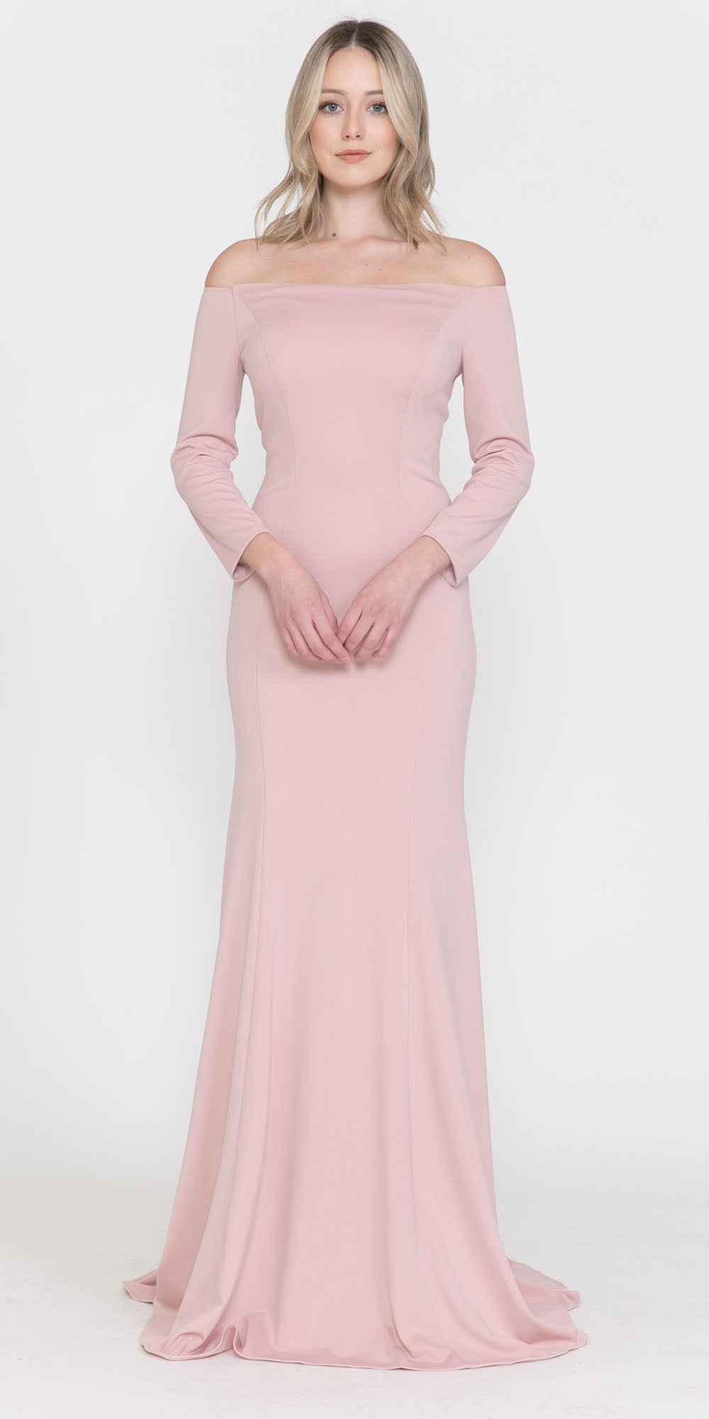 CLEARANCE - Poly USA | Ed Young 8378 Off-Shoulder Long Dress with Long Sleeves (Size M)