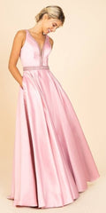 CLEARANCE - Eureka 9010 Embellished Long Prom Dress V-Neck with Pockets (Size L)