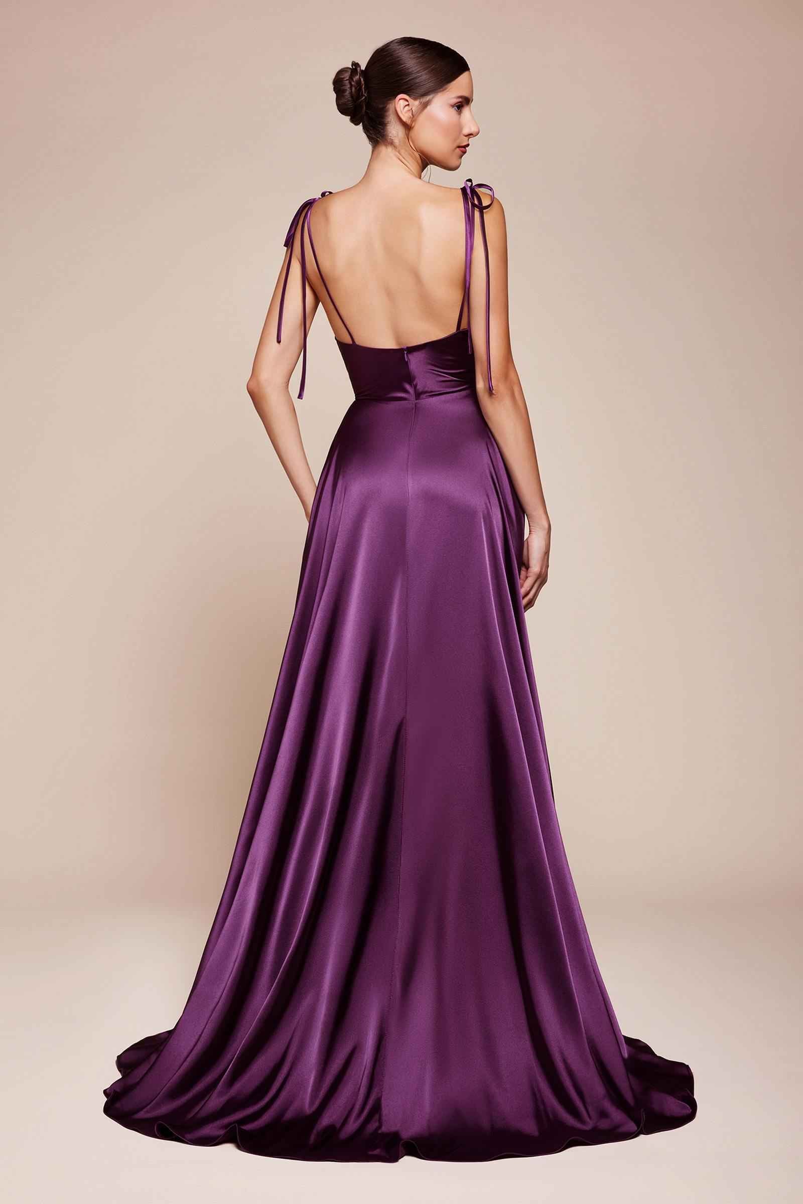 CLEARANCE - Cinderella Divine BD104 Lavender Satin A-Line Dress Cowl Neckline (Size M)