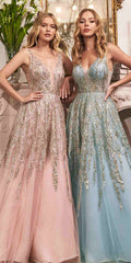 Cinderella Divine C135 Long Beaded Shimmer Ball Gown