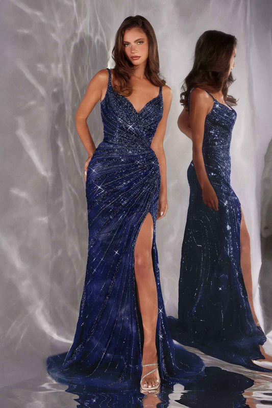 Ladivine CC498 Radiating Glamour Thigh High Slit Formal Gown