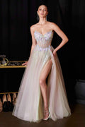 Ladivine CD2418 Ethereal and Enchanting A-Line Floral Applique Gown