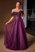 Ladivine CD657 Off the Shoulder A-line Ballgown Tulle Dress