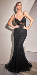 Cinderella Divine CD992 Floor Length Embellished Fitted Mermaid Gown