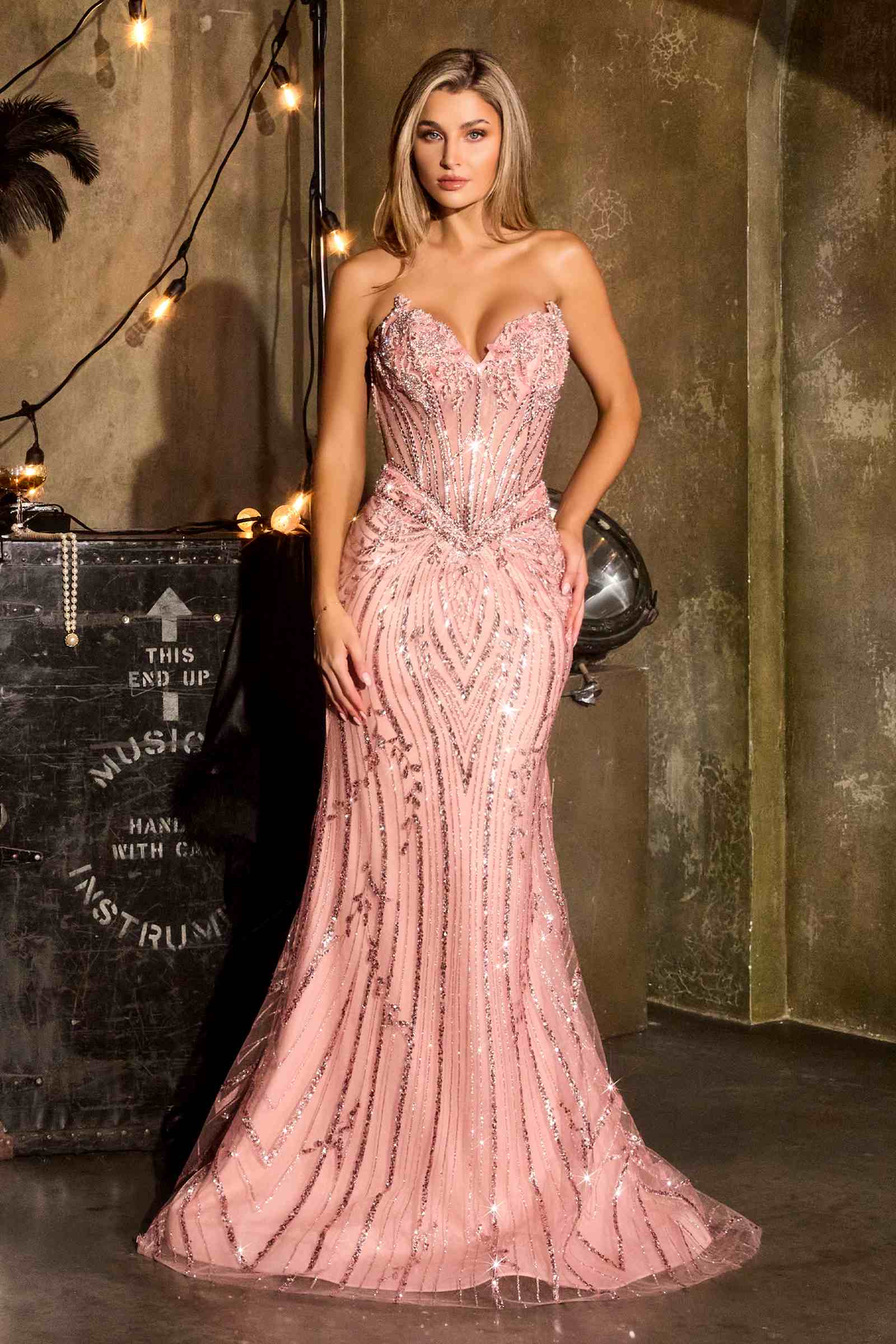 Ladivine CDS557 Fully Embellished Show Stopper Fitted Mermaid Gown
