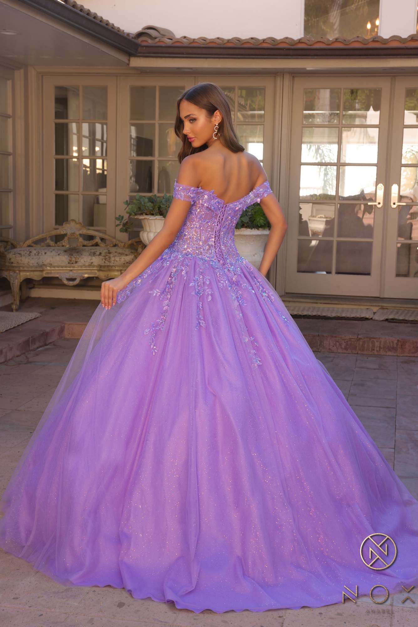 Nox Anabel H1349 Poofy Long Quinceanera Off the Shoulder Ballgown