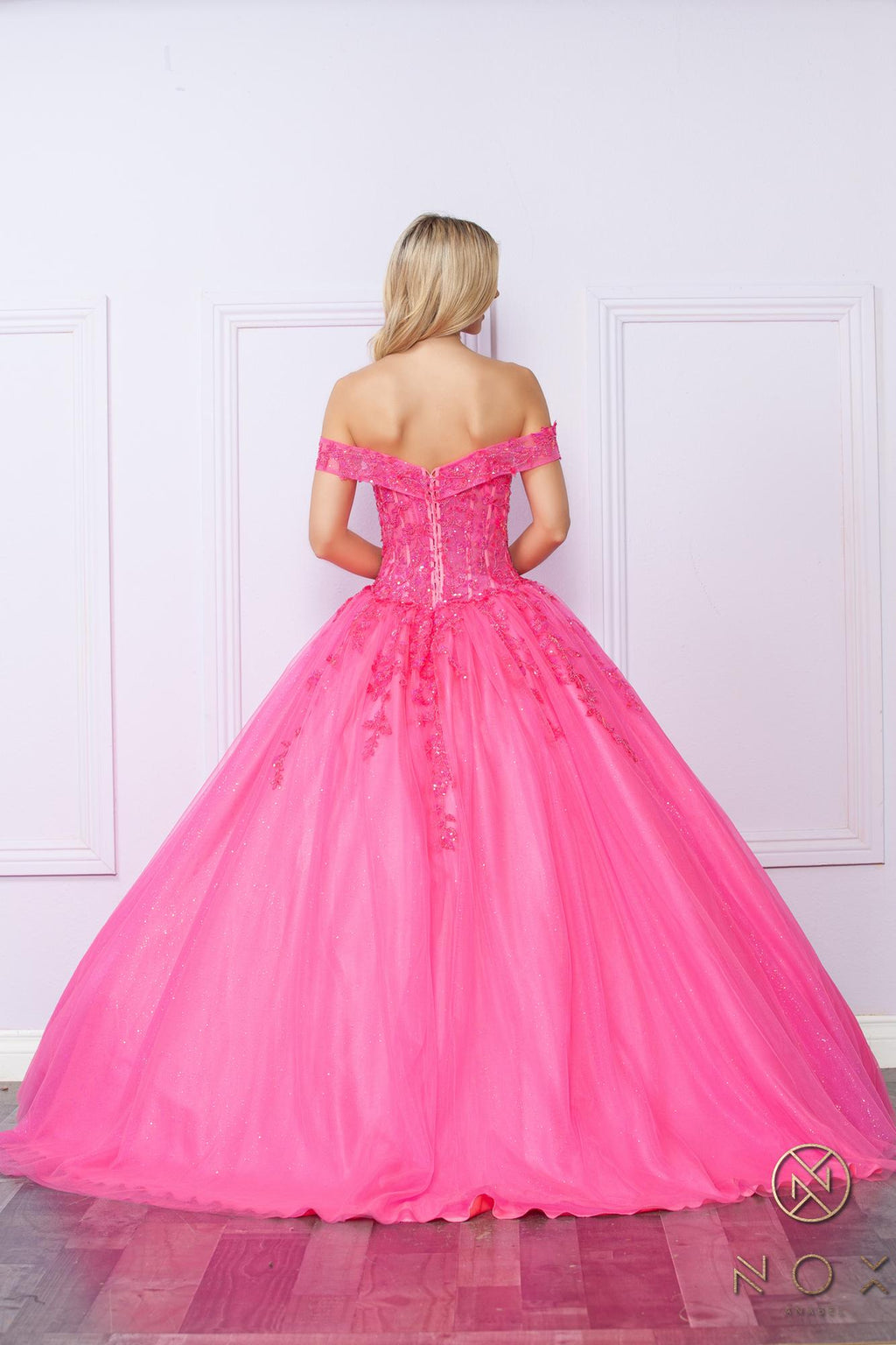 Nox Anabel H1349 Poofy Long Quinceanera Off the Shoulder Ballgown