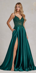 Nox Anabel K1121 Floor Length A-line Formal Gown with Pockets