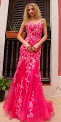 Nox Anabel Q1390 Long Fitted Sequin Applique Trumpet Skirt Gown
