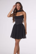 Amoris T740 Strapless Fit and Flare Mini Chiffon Dress