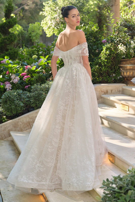 Andrea & Leo WL090 Embroidered Lace Tulle Off Shoulder Wedding Ball Gown